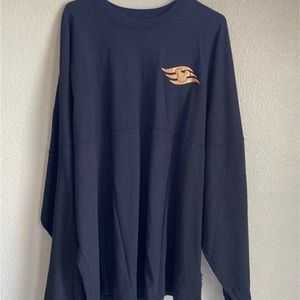 Disney Navy Long-Sleeve Crewneck with Metallic Gold Emblem